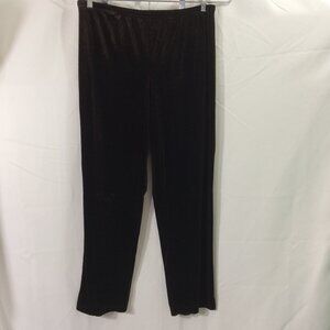 Coldwater Creek Velvet Pants Pull On Wide Leg Dark Brown No Pockets Size XL
